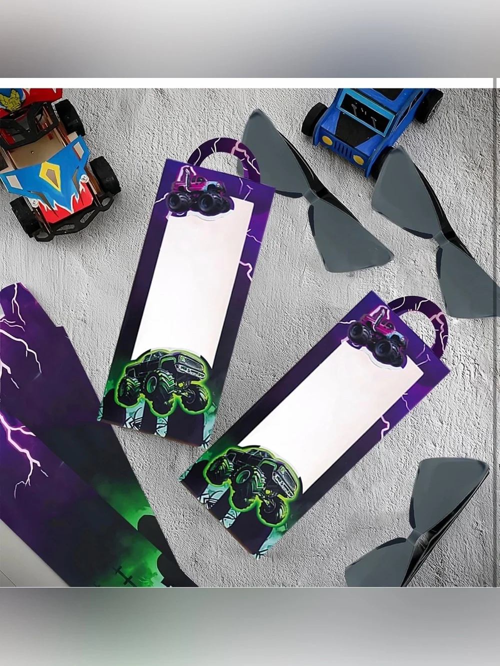 24 Pcs Monster Truck Party Favors 12PCS Black Sunglasses 12PCS Lightning Boxes